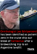 Leo Schilperood was the first patient to die of the virus on board the ship. His wife, Mirjam, got off the ship with his body but died trying to board a plane to the Netherlands from South Africa. The couple from Haulerwijk, a village of 3,000 people in the Netherlands, were identified in obituaries published in their village magazine. Before boarding the MV Hondius, Leo and Mirjam were on a five month trip in South America.